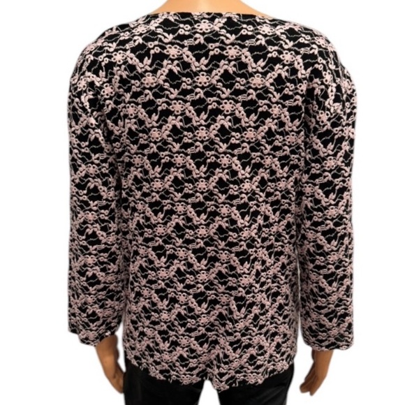 DRESSBARN Woman Embroidered Eyelet Floral Lined Blouse Black Pink 1XL - Picture 7 of 7